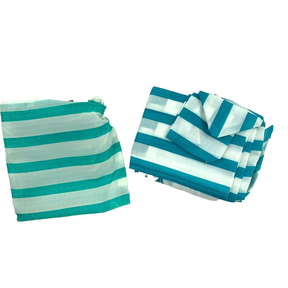 Baggu For J.Crew Blue White Stripes Standard Reusable Tote Bag Foldable Unused - Picture 4 of 4